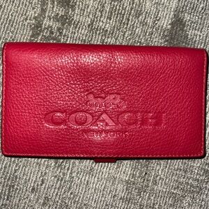 Red Authentic Coach Checkbook Wallet